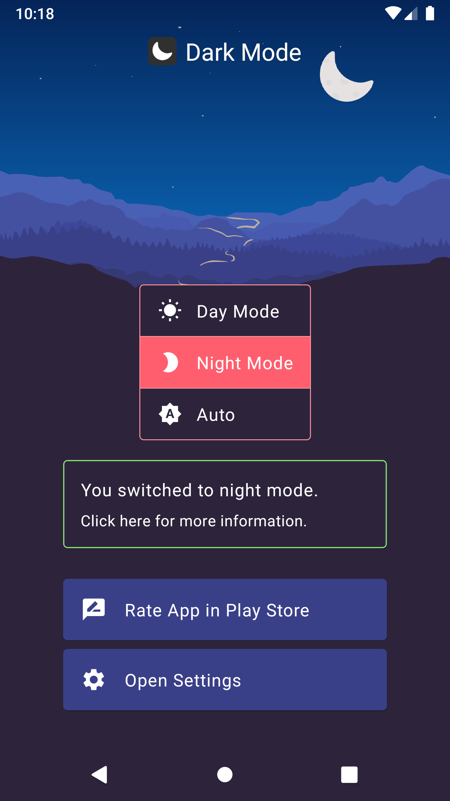 Screenshot of Dark Mode app